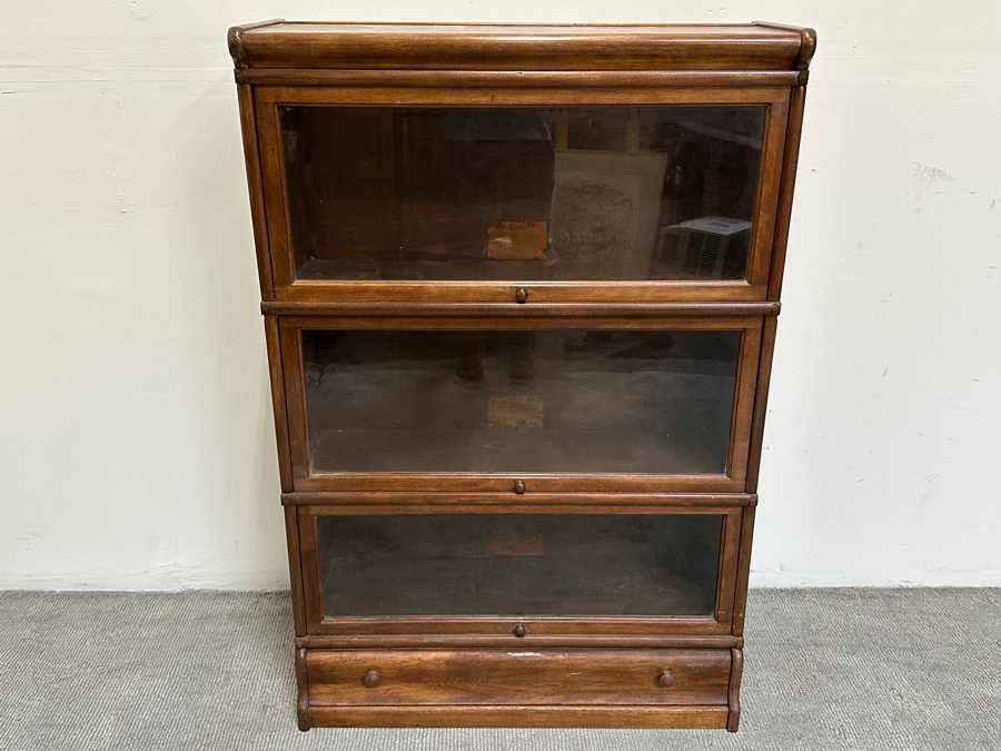 Vintage Wooden Lawyer's Bookcase With Unreadable Manufacturer's Tags 34W X 12D X 51H [Photo 4]