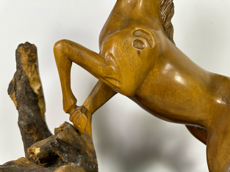 Large Hand Carved Wooden Horse Sculpture From The Philippines 18W X 8D X 20H [Photo 7]