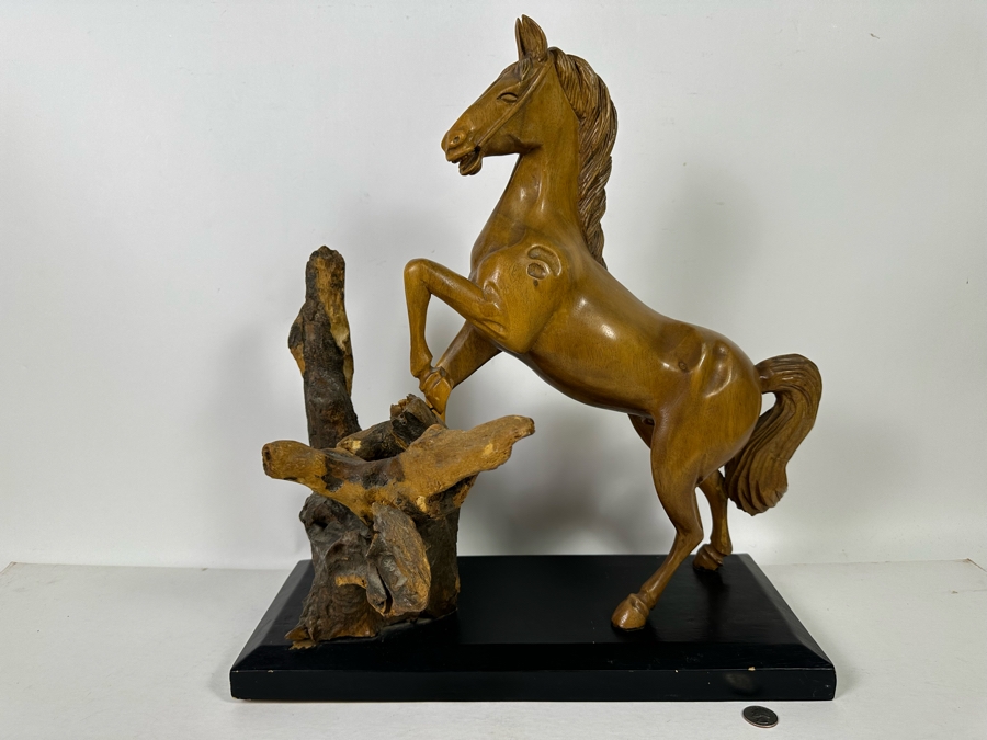 Large Hand Carved Wooden Horse Sculpture From The Philippines 18W X 8D X 20H [Photo 3]