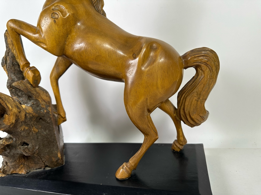 Large Hand Carved Wooden Horse Sculpture From The Philippines 18W X 8D X 20H [Photo 8]