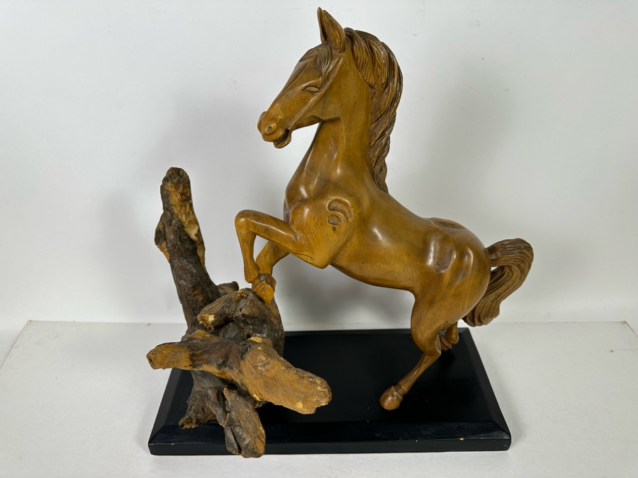 Large Hand Carved Wooden Horse Sculpture From The Philippines 18W X 8D X 20H [Photo 15]
