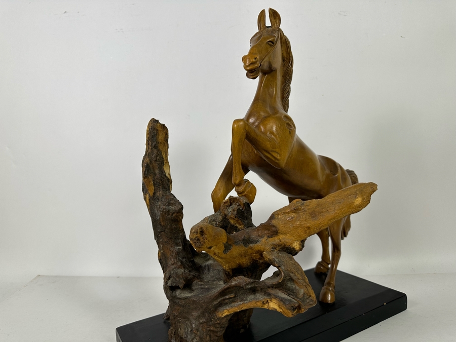 Large Hand Carved Wooden Horse Sculpture From The Philippines 18W X 8D X 20H [Photo 9]