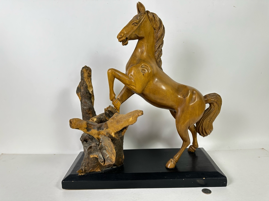 Large Hand Carved Wooden Horse Sculpture From The Philippines 18W X 8D X 20H [Photo 4]