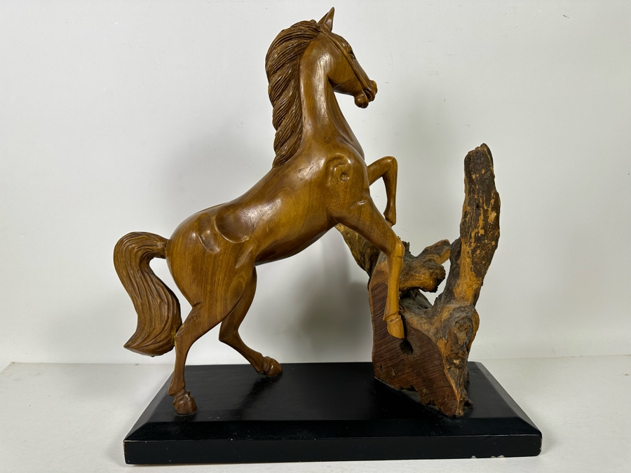 Large Hand Carved Wooden Horse Sculpture From The Philippines 18W X 8D X 20H [Photo 11]
