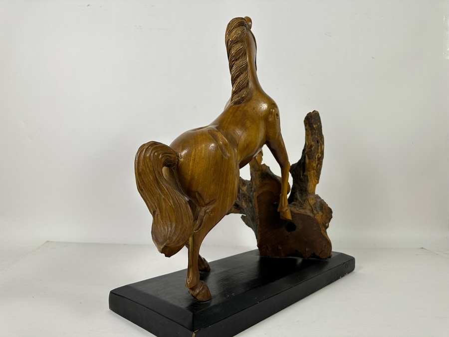 Large Hand Carved Wooden Horse Sculpture From The Philippines 18W X 8D X 20H [Photo 12]