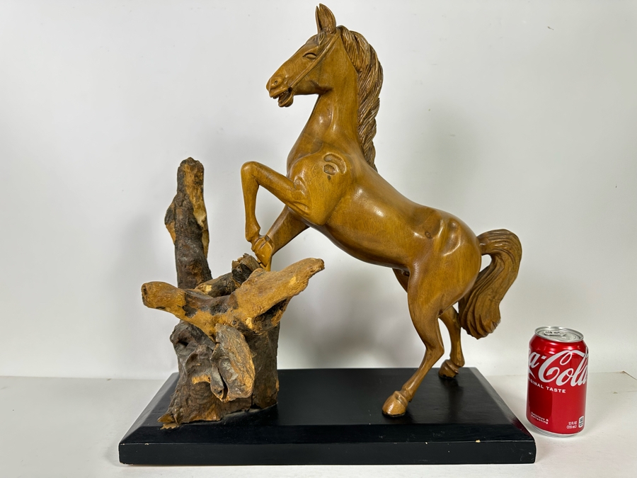 Large Hand Carved Wooden Horse Sculpture From The Philippines 18W X 8D X 20H [Photo 2]