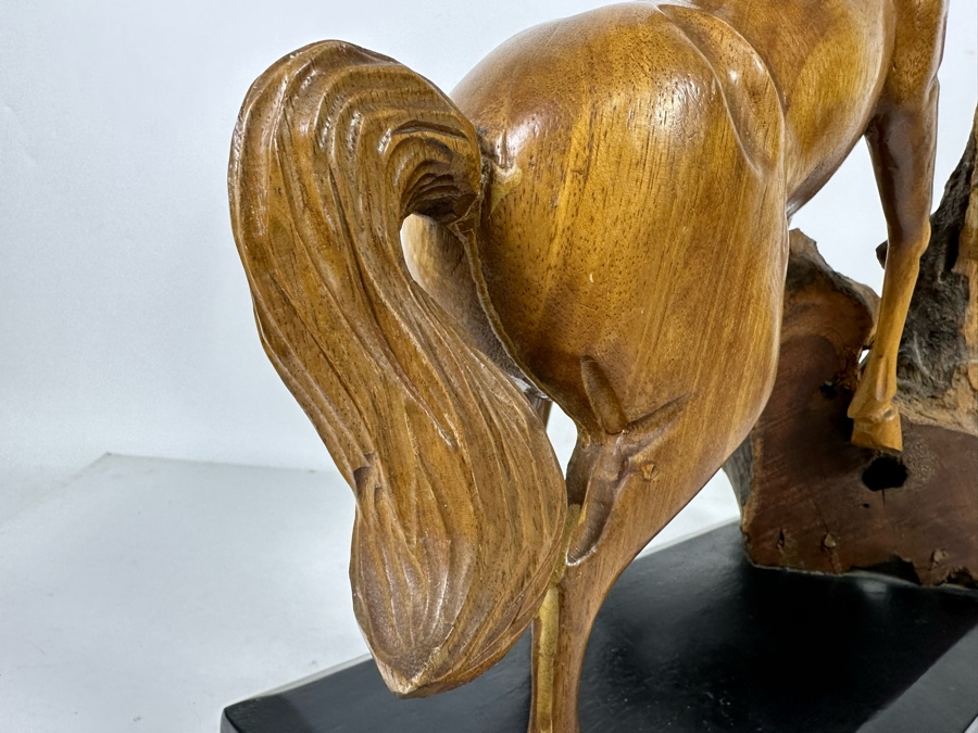 Large Hand Carved Wooden Horse Sculpture From The Philippines 18W X 8D X 20H [Photo 14]