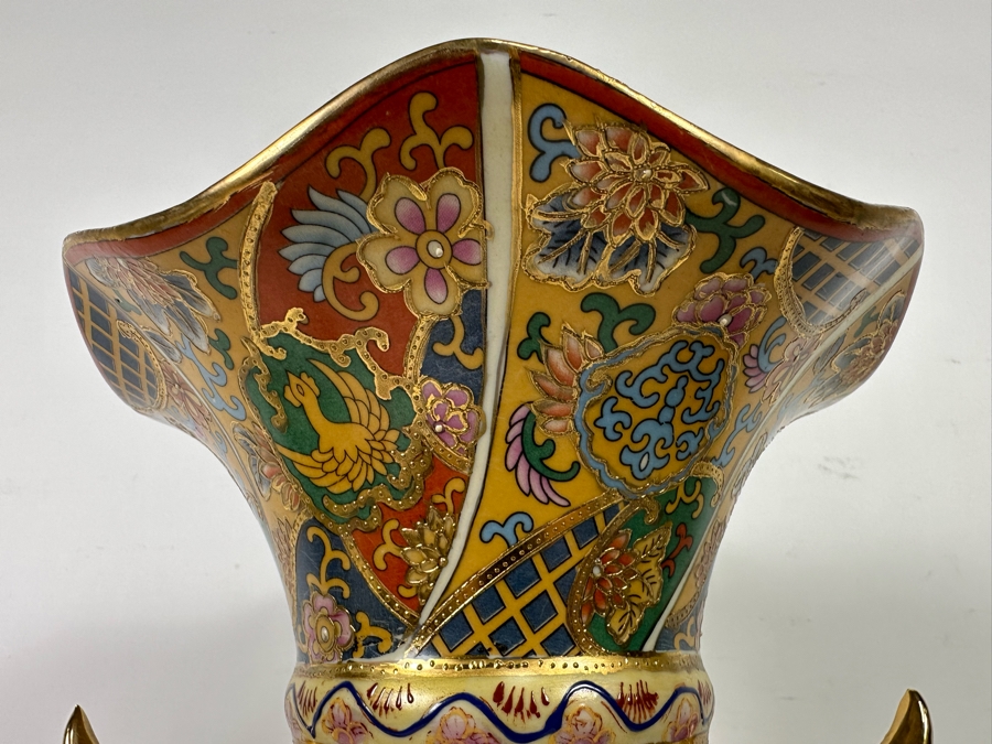 Chinese Hand Painted Large Satsuma Style Vase 12H [Photo 8]