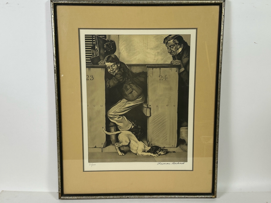 Norman Rockwell (1894-1978) Hand Signed Limited Edition Lithograph From The Tom Sawyer Suite Church (Sepia) Numbered 73 Of 200 1976 15W X 20H Framed 22W X 27.5H  [Photo 2]