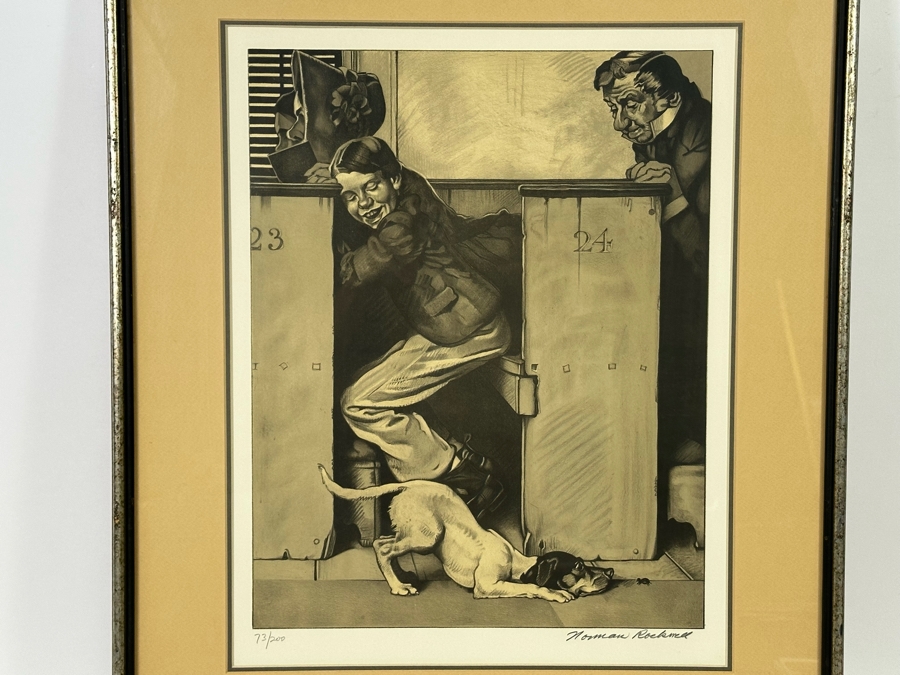 Norman Rockwell (1894-1978) Hand Signed Limited Edition Lithograph From The Tom Sawyer Suite Church (Sepia) Numbered 73 Of 200 1976 15W X 20H Framed 22W X 27.5H  [Photo 3]