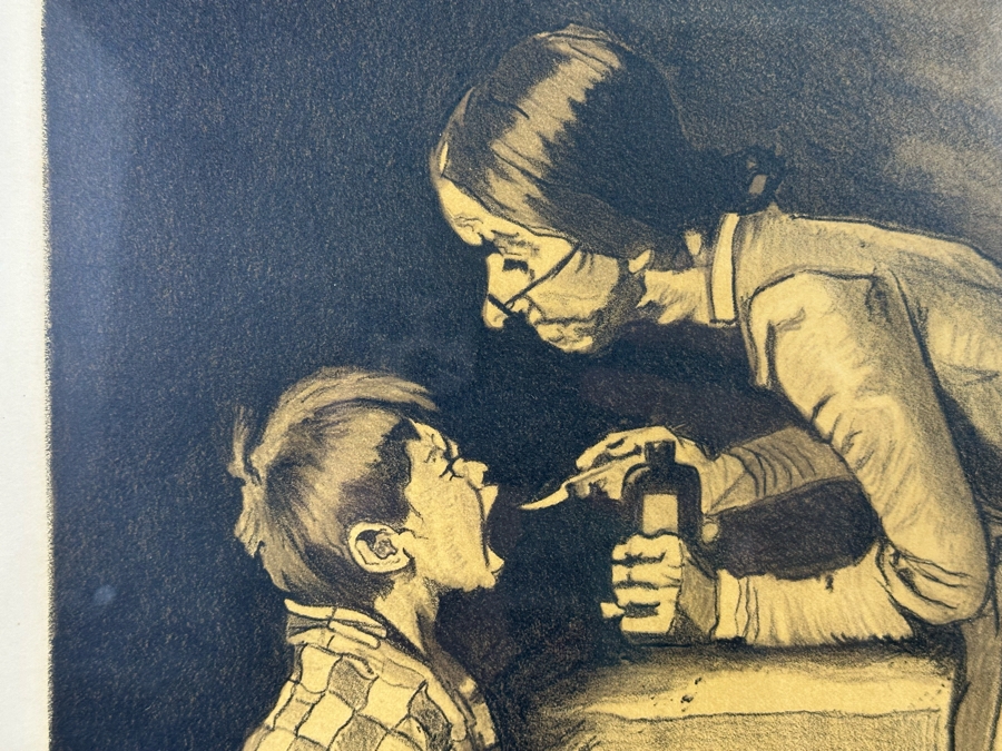 Norman Rockwell (1894-1978) Hand Signed Aritst Proof A/P Lithograph From The Tom Sawyer Suite Medicine (Sepia) 1976 15W X 21H Framed 22W X 27.5H  [Photo 7]