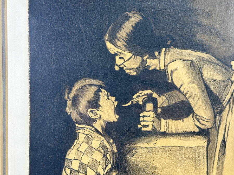 Norman Rockwell (1894-1978) Hand Signed Aritst Proof A/P Lithograph From The Tom Sawyer Suite Medicine (Sepia) 1976 15W X 21H Framed 22W X 27.5H  [Photo 6]