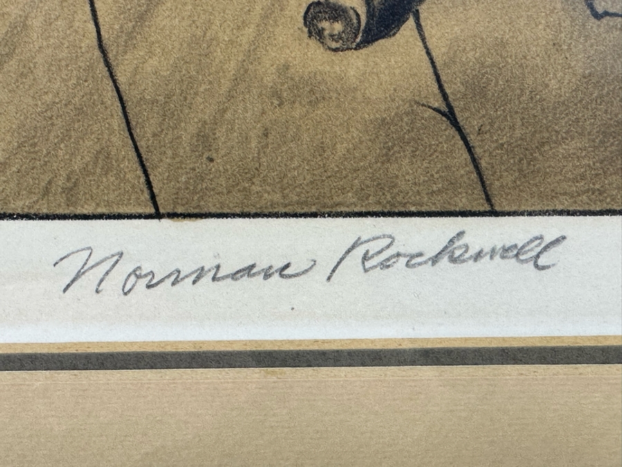 Norman Rockwell (1894-1978) Hand Signed Aritst Proof A/P Lithograph From The Tom Sawyer Suite Medicine (Sepia) 1976 15W X 21H Framed 22W X 27.5H  [Photo 12]