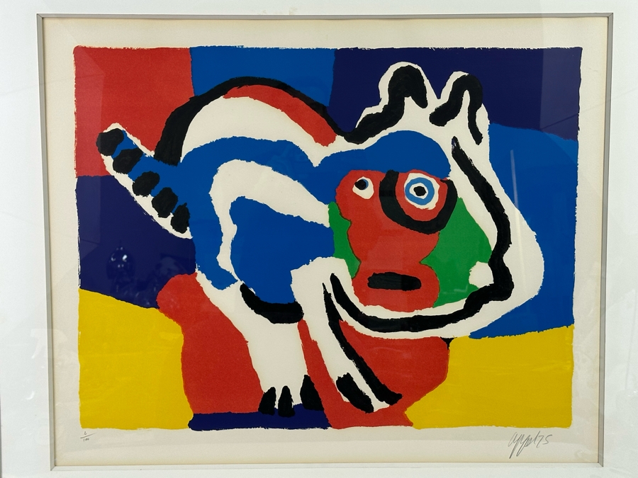 Karel Appel (1921-2006, Dutch) Hand Signed Limited Edition Lithograph 1975 Numbered 2 Of 100 28.5 X 23 Framed 35 X 30 [Photo 7]