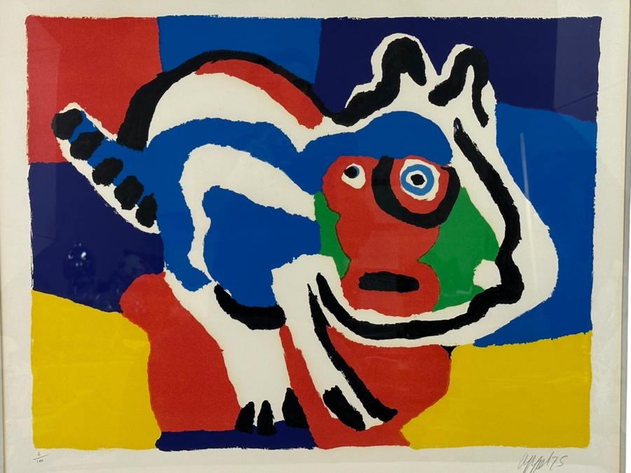 Karel Appel (1921-2006, Dutch) Hand Signed Limited Edition Lithograph 1975 Numbered 2 Of 100 28.5 X 23 Framed 35 X 30