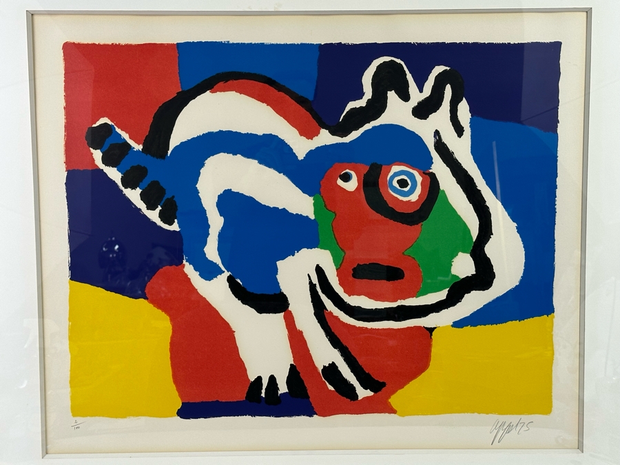 Karel Appel (1921-2006, Dutch) Hand Signed Limited Edition Lithograph 1975 Numbered 2 Of 100 28.5 X 23 Framed 35 X 30 [Photo 8]
