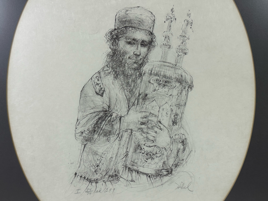 Edna Hibel (1917-2014) Hand Signed Limited Edition Lithgraph 'Jerusalem Rabbi' Numbered 34 Of 74 15.5 X 20.5 Framed 24 X 30.5 [Photo 5]