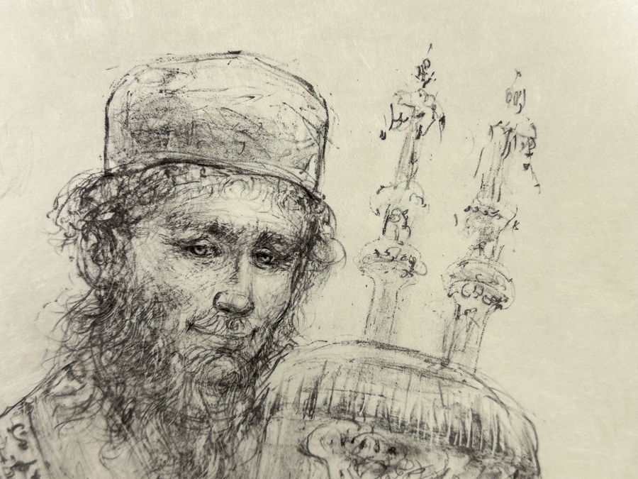 Edna Hibel (1917-2014) Hand Signed Limited Edition Lithgraph 'Jerusalem Rabbi' Numbered 34 Of 74 15.5 X 20.5 Framed 24 X 30.5 [Photo 7]