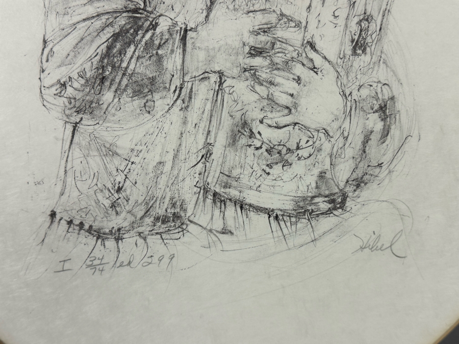 Edna Hibel (1917-2014) Hand Signed Limited Edition Lithgraph 'Jerusalem Rabbi' Numbered 34 Of 74 15.5 X 20.5 Framed 24 X 30.5 [Photo 9]