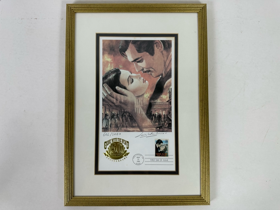 Signed Limited Edition First Day Cover Of The Movie Gone With The Wind 50th Year Anniversary 1990 Framed 12 X 17 [Photo 2]