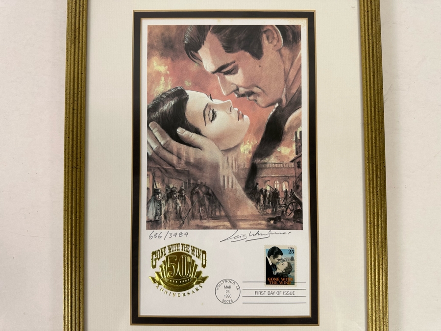 Signed Limited Edition First Day Cover Of The Movie Gone With The Wind 50th Year Anniversary 1990 Framed 12 X 17 [Photo 3]