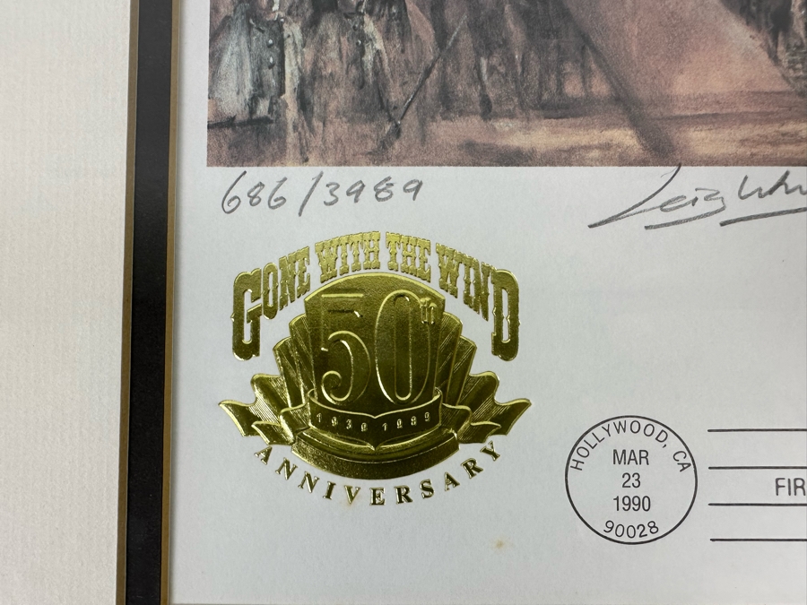 Signed Limited Edition First Day Cover Of The Movie Gone With The Wind 50th Year Anniversary 1990 Framed 12 X 17 [Photo 8]