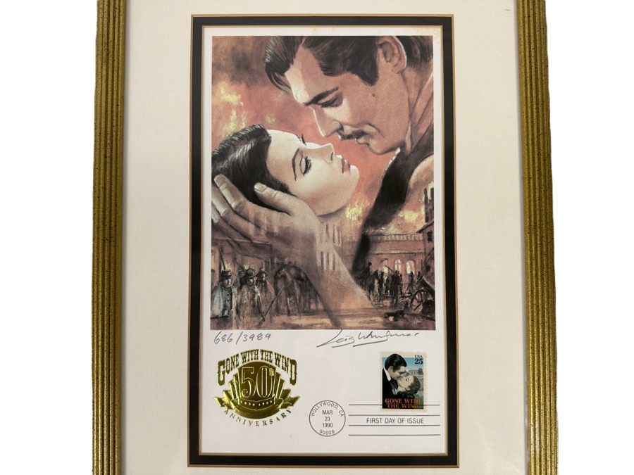 Signed Limited Edition First Day Cover Of The Movie Gone With The Wind 50th Year Anniversary 1990 Framed 12 X 17 [Photo 1]