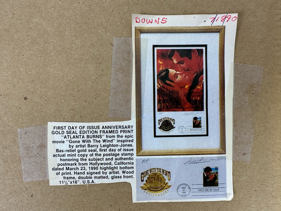 Signed Limited Edition First Day Cover Of The Movie Gone With The Wind 50th Year Anniversary 1990 Framed 12 X 17 [Photo 10]