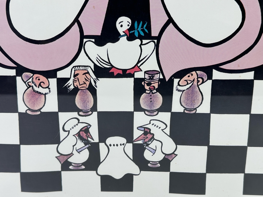 Xavier Cugat (1900-1990, Spain) Hand Signed Limited Edition Print Henry Kissinger On A Chess Board Playing Political Chess Numbered 4 Of 200 1975 19 X 25.5 Framed 25 X 32 [Photo 7]