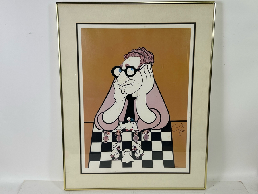 Xavier Cugat (1900-1990, Spain) Hand Signed Limited Edition Print Henry Kissinger On A Chess Board Playing Political Chess Numbered 4 Of 200 1975 19 X 25.5 Framed 25 X 32 [Photo 3]