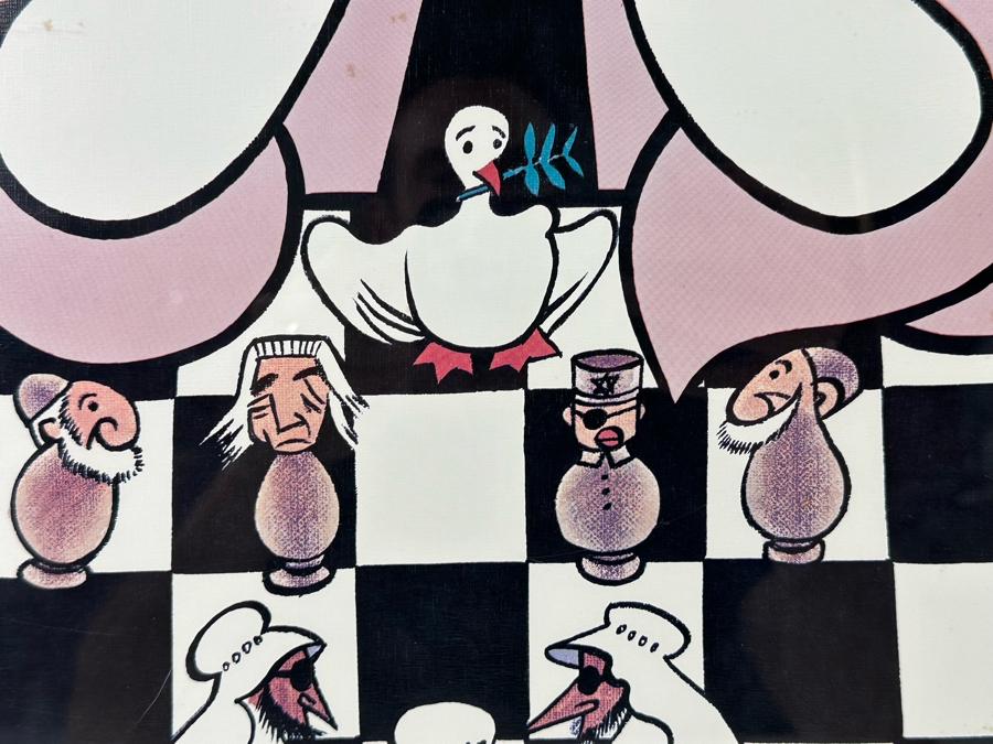 Xavier Cugat (1900-1990, Spain) Hand Signed Limited Edition Print Henry Kissinger On A Chess Board Playing Political Chess Numbered 4 Of 200 1975 19 X 25.5 Framed 25 X 32 [Photo 9]