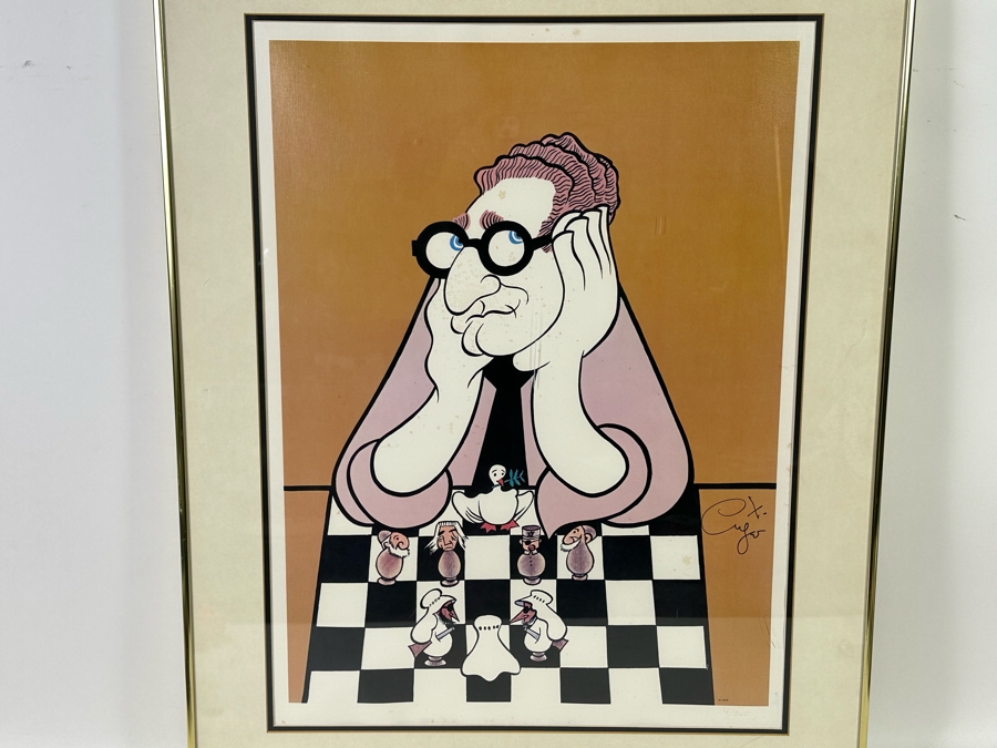 Xavier Cugat (1900-1990, Spain) Hand Signed Limited Edition Print Henry Kissinger On A Chess Board Playing Political Chess Numbered 4 Of 200 1975 19 X 25.5 Framed 25 X 32 [Photo 5]
