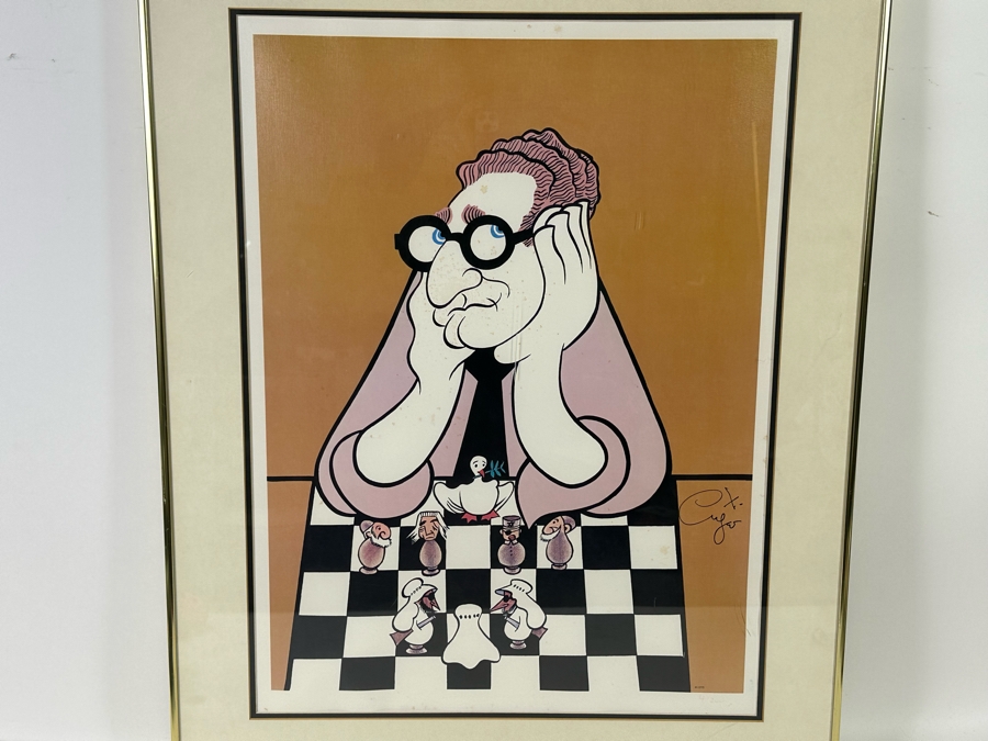 Xavier Cugat (1900-1990, Spain) Hand Signed Limited Edition Print Henry Kissinger On A Chess Board Playing Political Chess Numbered 4 Of 200 1975 19 X 25.5 Framed 25 X 32 [Photo 4]