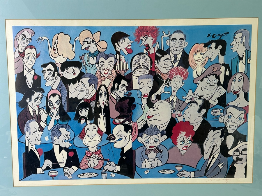 Xavier Cugat (1900-1990, Spain) Hand Signed Artist Proof A/P Print Dinner At Melvyn's Restaurant In Palm Springs Featuring Dozens Of Hollywood Celebrities 31 X 21 Framed 38 X 28.5 [Photo 5]
