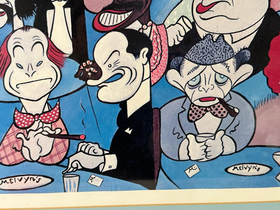 Xavier Cugat (1900-1990, Spain) Hand Signed Artist Proof A/P Print Dinner At Melvyn's Restaurant In Palm Springs Featuring Dozens Of Hollywood Celebrities 31 X 21 Framed 38 X 28.5 [Photo 20]