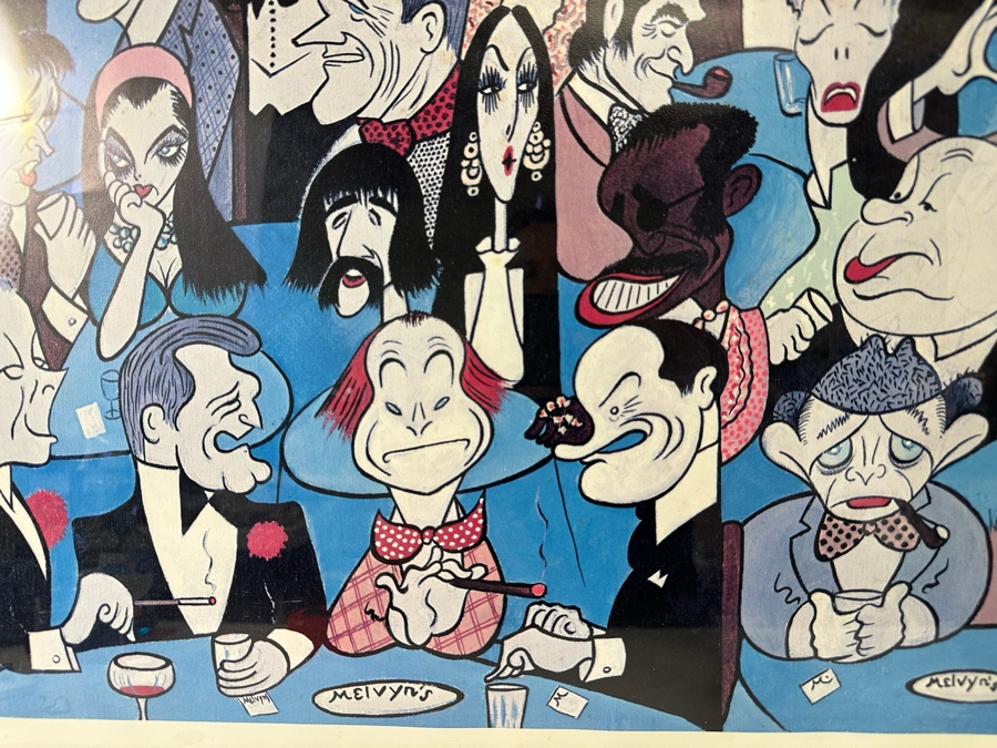 Xavier Cugat (1900-1990, Spain) Hand Signed Artist Proof A/P Print Dinner At Melvyn's Restaurant In Palm Springs Featuring Dozens Of Hollywood Celebrities 31 X 21 Framed 38 X 28.5 [Photo 12]