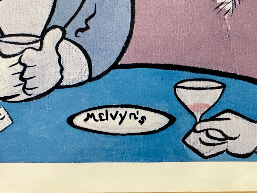 Xavier Cugat (1900-1990, Spain) Hand Signed Artist Proof A/P Print Dinner At Melvyn's Restaurant In Palm Springs Featuring Dozens Of Hollywood Celebrities 31 X 21 Framed 38 X 28.5 [Photo 11]