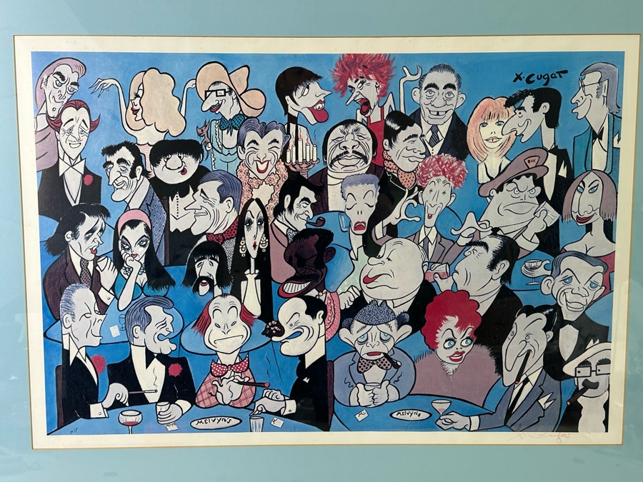 Xavier Cugat (1900-1990, Spain) Hand Signed Artist Proof A/P Print Dinner At Melvyn's Restaurant In Palm Springs Featuring Dozens Of Hollywood Celebrities 31 X 21 Framed 38 X 28.5 [Photo 1]