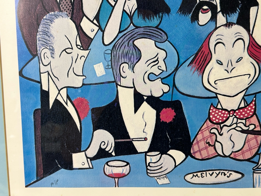 Xavier Cugat (1900-1990, Spain) Hand Signed Artist Proof A/P Print Dinner At Melvyn's Restaurant In Palm Springs Featuring Dozens Of Hollywood Celebrities 31 X 21 Framed 38 X 28.5 [Photo 18]