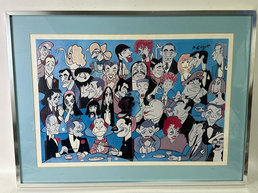 Xavier Cugat (1900-1990, Spain) Hand Signed Artist Proof A/P Print Dinner At Melvyn's Restaurant In Palm Springs Featuring Dozens Of Hollywood Celebrities 31 X 21 Framed 38 X 28.5 [Photo 3]