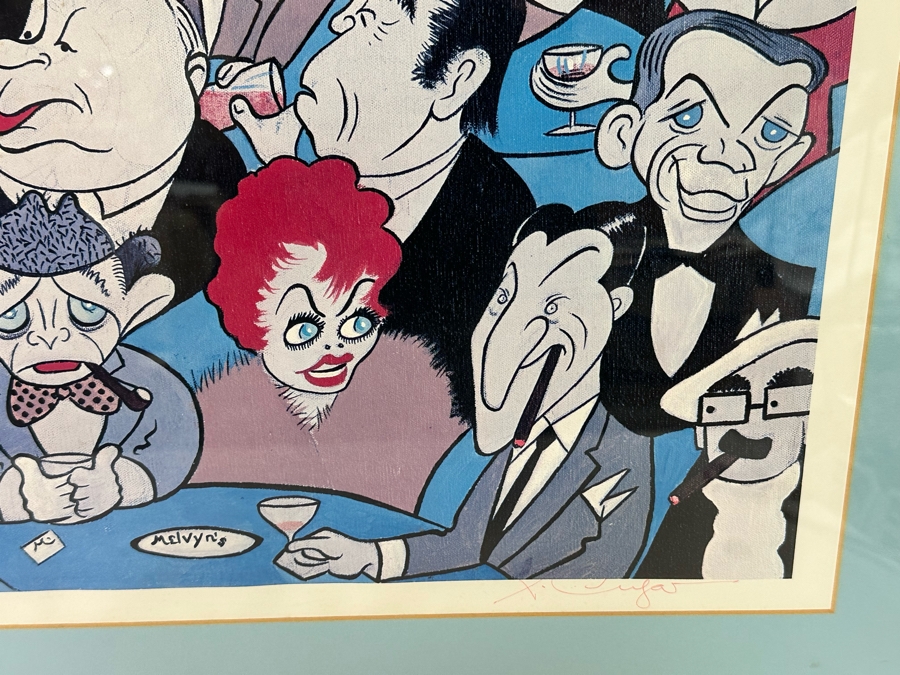 Xavier Cugat (1900-1990, Spain) Hand Signed Artist Proof A/P Print Dinner At Melvyn's Restaurant In Palm Springs Featuring Dozens Of Hollywood Celebrities 31 X 21 Framed 38 X 28.5 [Photo 8]