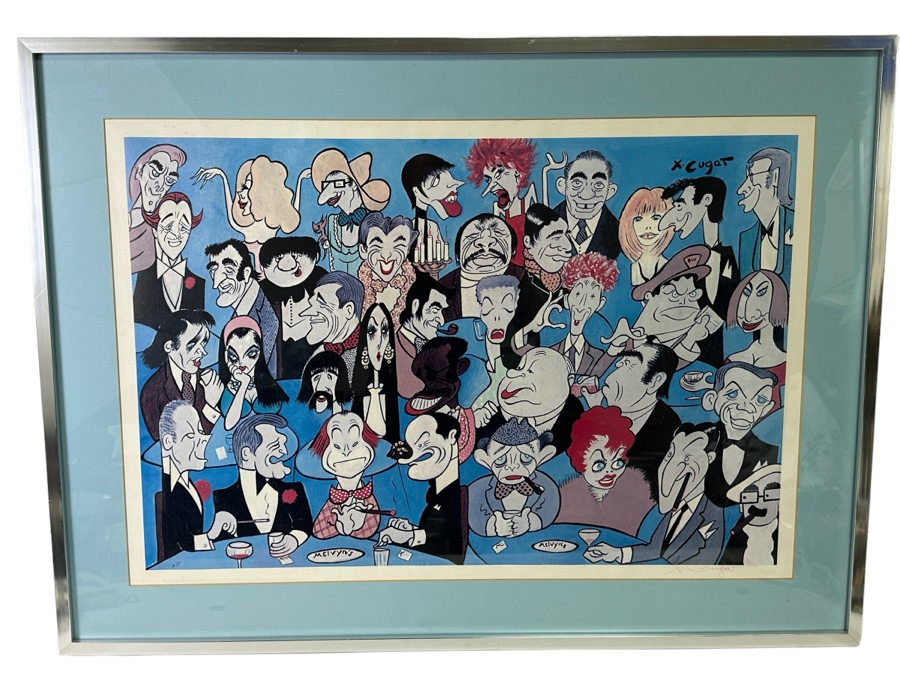 Xavier Cugat (1900-1990, Spain) Hand Signed Artist Proof A/P Print Dinner At Melvyn's Restaurant In Palm Springs Featuring Dozens Of Hollywood Celebrities 31 X 21 Framed 38 X 28.5 [Photo 2]