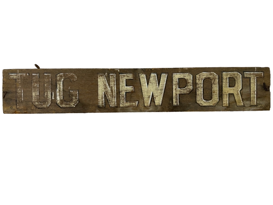 Old Original Tug Newport Double-Side Wooden Sign From Newport Beach Harbor 36W X 2D X 6H [Photo 1]