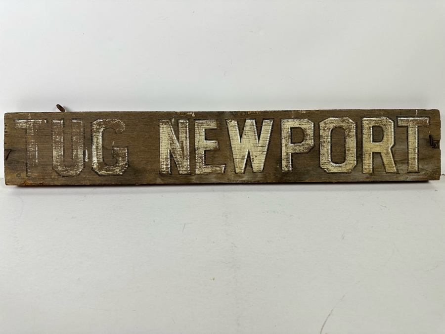 Old Original Tug Newport Double-Side Wooden Sign From Newport Beach Harbor 36W X 2D X 6H [Photo 4]