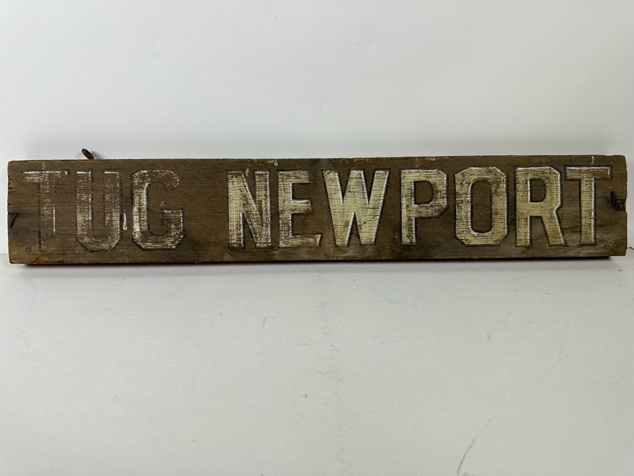 Old Original Tug Newport Double-Side Wooden Sign From Newport Beach Harbor 36W X 2D X 6H [Photo 2]