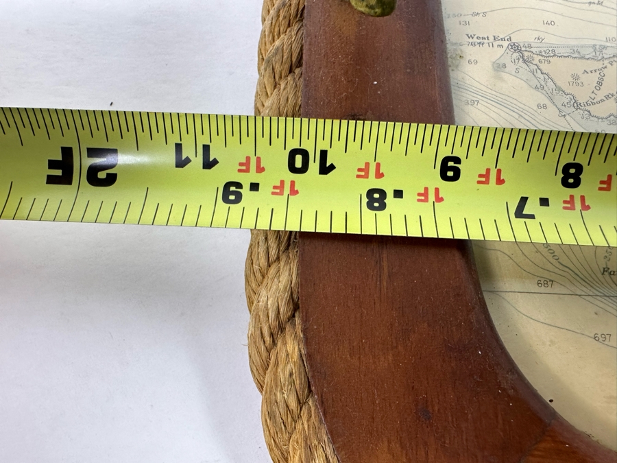 Vintage Teak Nautical Themed Tray With Ocean Depth Chart 22 X 14 [Photo 9]