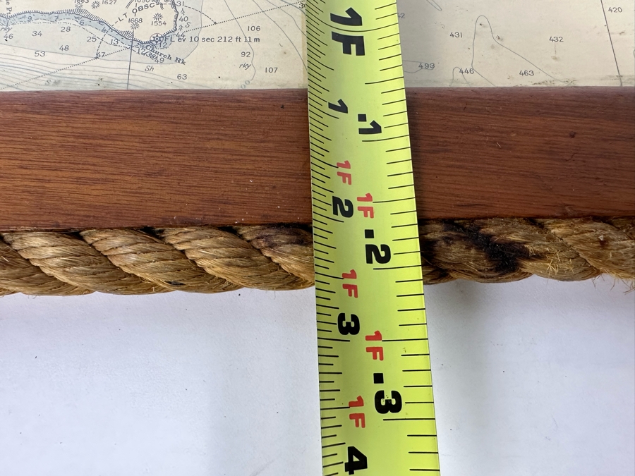 Vintage Teak Nautical Themed Tray With Ocean Depth Chart 22 X 14 [Photo 10]