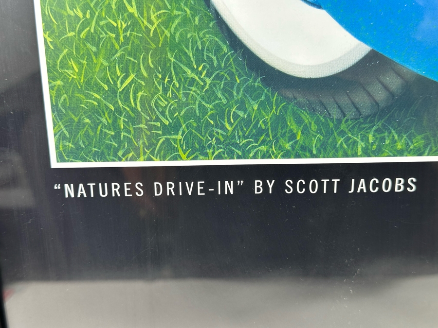 Hand Signed Scott Jacobs Poster Titled 'Natures Drive-In' Featuring Packard Car With View Of La Jolla From The Thirteenth Annual La Jolla Concours D'Elegance April 9, 2017 22.5 X 36 Framed 27 X 39.5 [Photo 11]