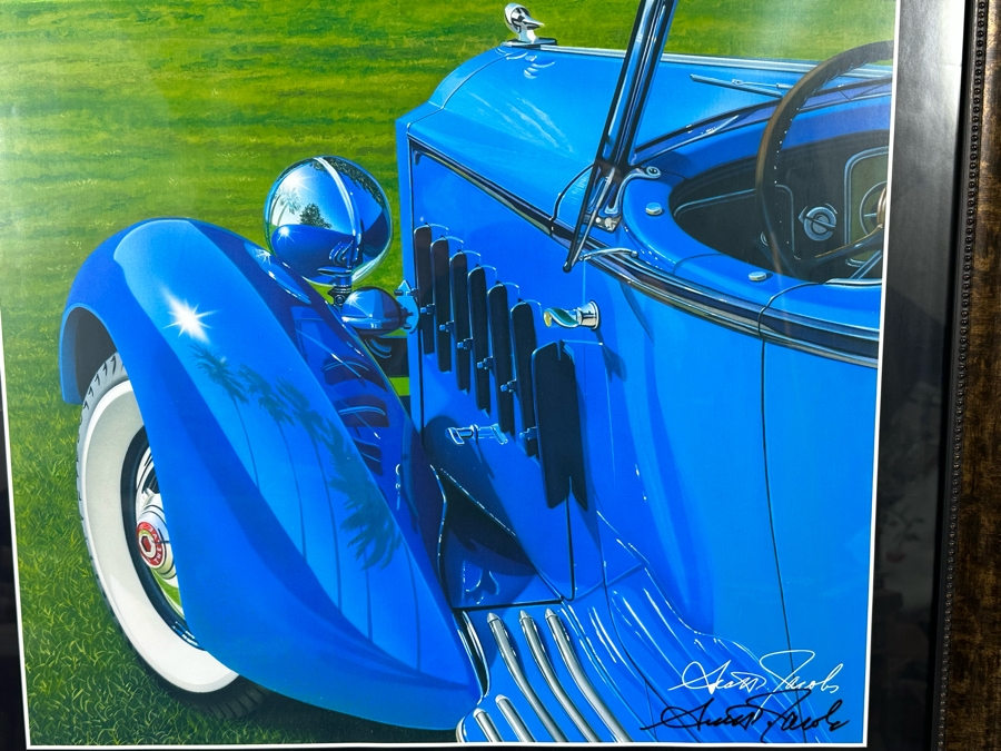 Hand Signed Scott Jacobs Poster Titled 'Natures Drive-In' Featuring Packard Car With View Of La Jolla From The Thirteenth Annual La Jolla Concours D'Elegance April 9, 2017 22.5 X 36 Framed 27 X 39.5 [Photo 9]