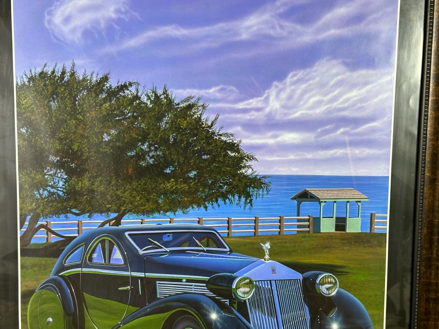 Hand Signed Scott Jacobs Poster Titled 'Elegance Rolls In' Featuring Rolls Royce Car With View Of La Jolla From The Eleventh Annual La Jolla Concours D'Elegance April 12, 2015 22.5 X 36 Framed 27 X 39.5 [Photo 8]